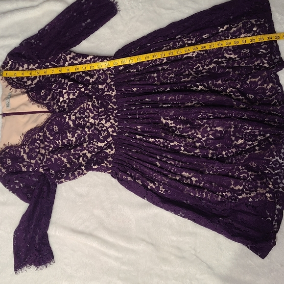 Eliza J. Fit and Flare Pleated Lace Dress Purple - Picture 5 of 7